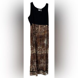 Kim Rogers Black and Brown Patterned Maxi Dress